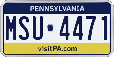 PA license plate MSU4471
