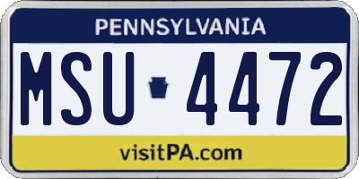 PA license plate MSU4472