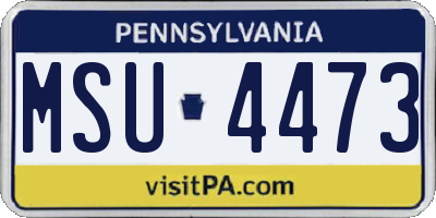 PA license plate MSU4473