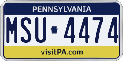 PA license plate MSU4474