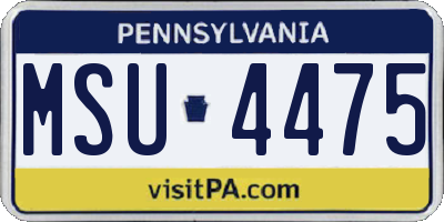 PA license plate MSU4475