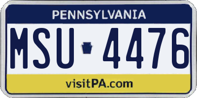 PA license plate MSU4476