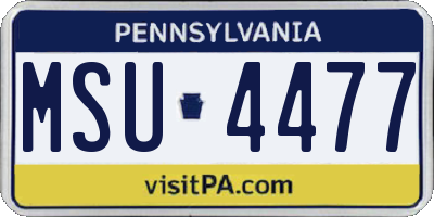 PA license plate MSU4477