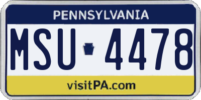 PA license plate MSU4478