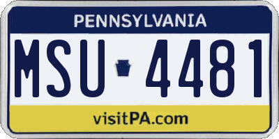 PA license plate MSU4481