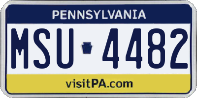 PA license plate MSU4482