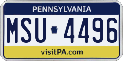 PA license plate MSU4496