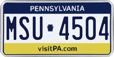 PA license plate MSU4504