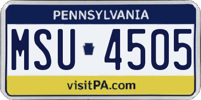 PA license plate MSU4505