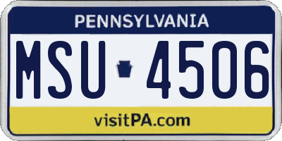 PA license plate MSU4506