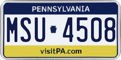 PA license plate MSU4508