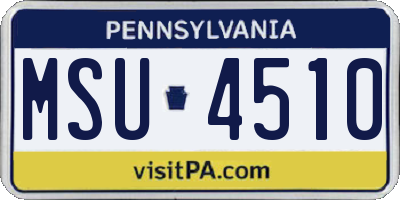 PA license plate MSU4510