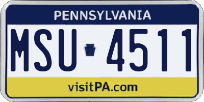 PA license plate MSU4511