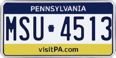 PA license plate MSU4513