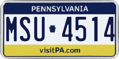 PA license plate MSU4514