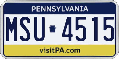 PA license plate MSU4515