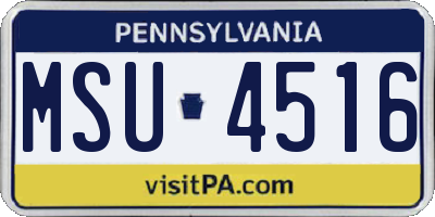 PA license plate MSU4516