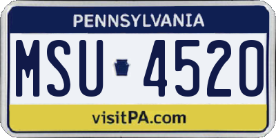 PA license plate MSU4520