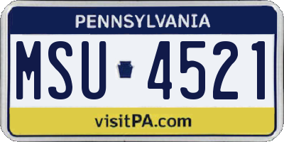 PA license plate MSU4521