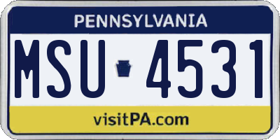 PA license plate MSU4531