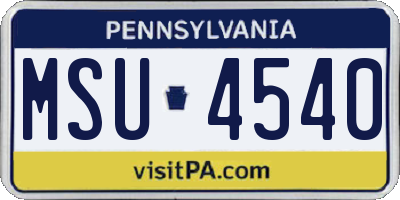 PA license plate MSU4540