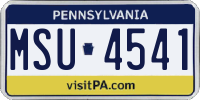 PA license plate MSU4541