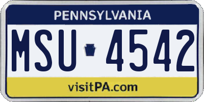 PA license plate MSU4542