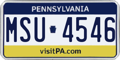 PA license plate MSU4546