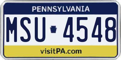 PA license plate MSU4548