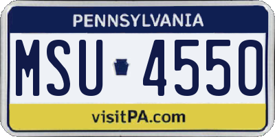 PA license plate MSU4550