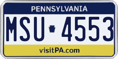 PA license plate MSU4553