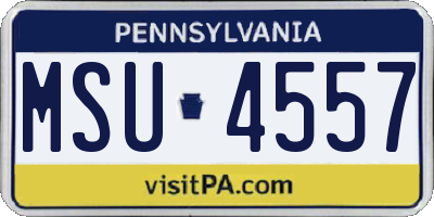 PA license plate MSU4557