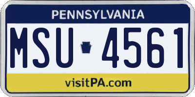 PA license plate MSU4561