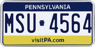 PA license plate MSU4564
