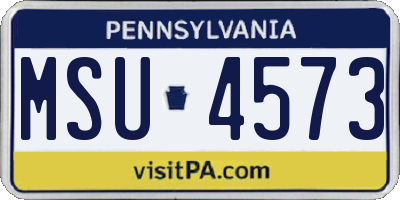 PA license plate MSU4573