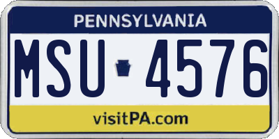 PA license plate MSU4576