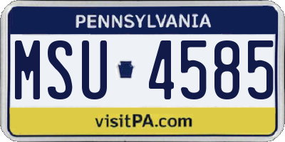 PA license plate MSU4585