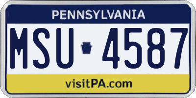 PA license plate MSU4587