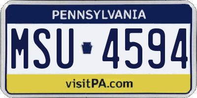 PA license plate MSU4594