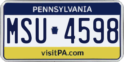 PA license plate MSU4598