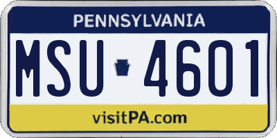 PA license plate MSU4601