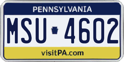 PA license plate MSU4602