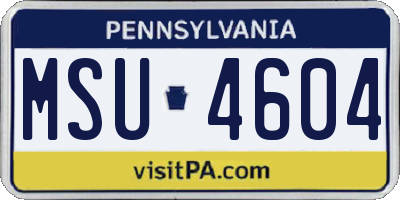 PA license plate MSU4604