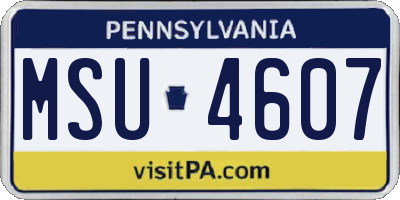 PA license plate MSU4607