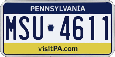 PA license plate MSU4611