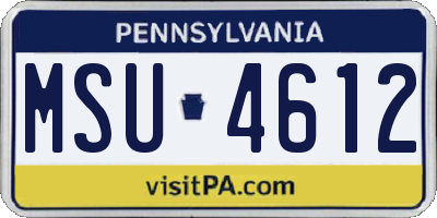 PA license plate MSU4612