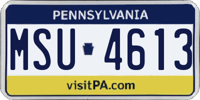 PA license plate MSU4613