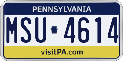 PA license plate MSU4614