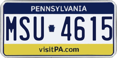 PA license plate MSU4615