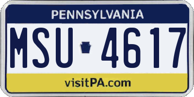 PA license plate MSU4617